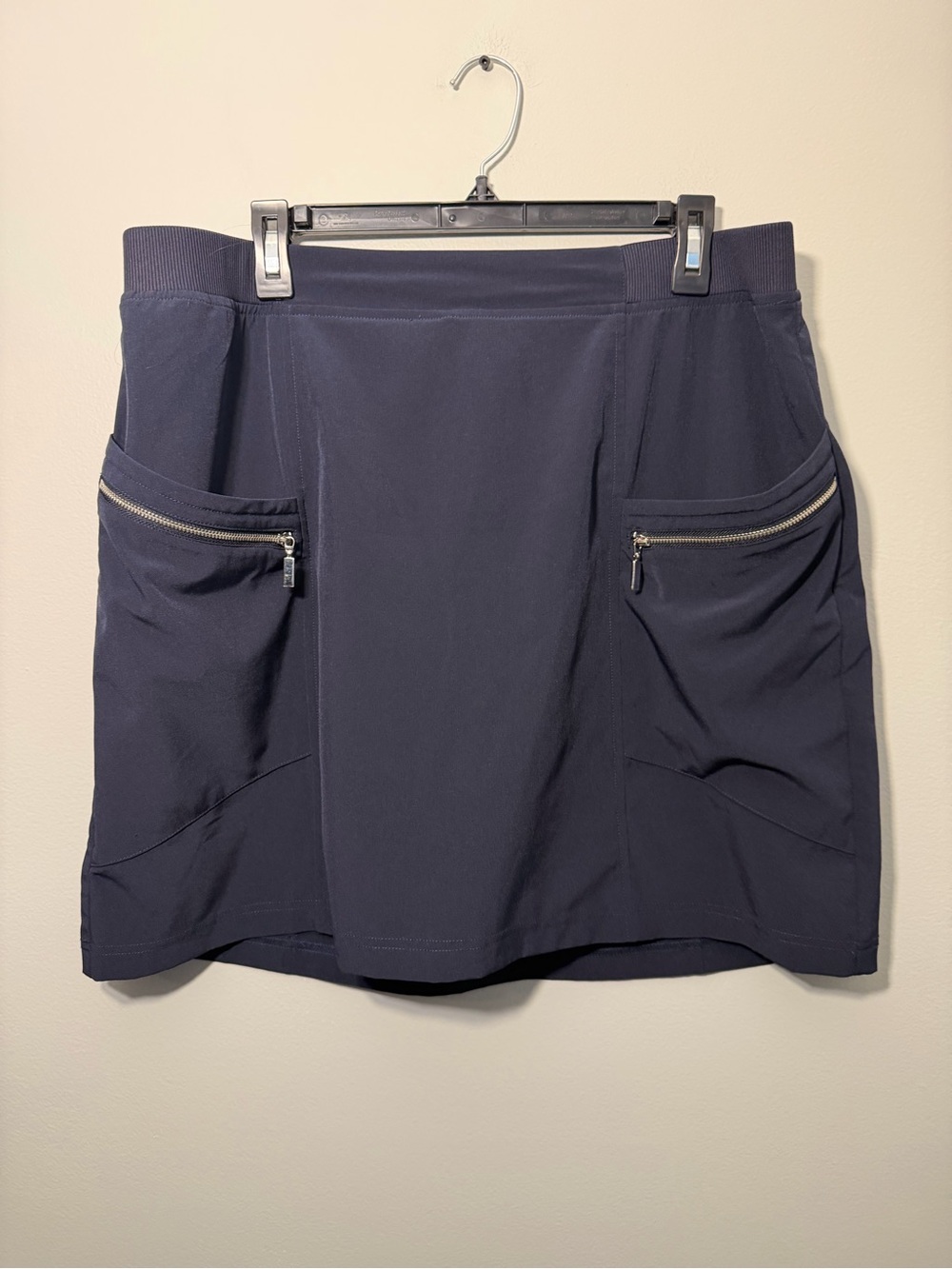Chico's Navy Blue Mini Skort with Zip Pockets